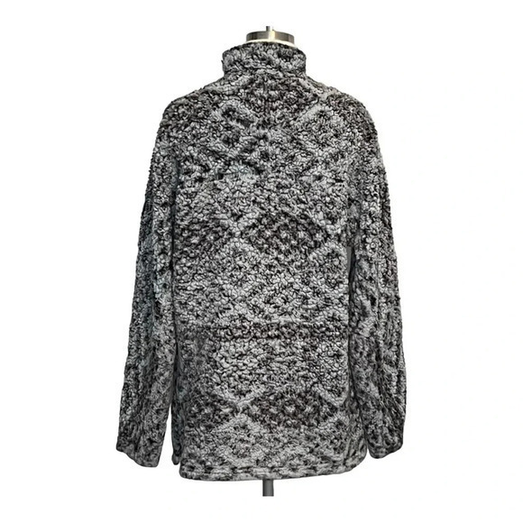 TRUE GRIT SHERPA PULLOVER 1/4 ZIP FROSTY TIP‎ AZTEC PATTERN SUPER SOFT SIZE MED - Picture 5 of 10